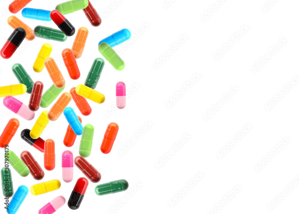Different pills on white background Different pills on white background