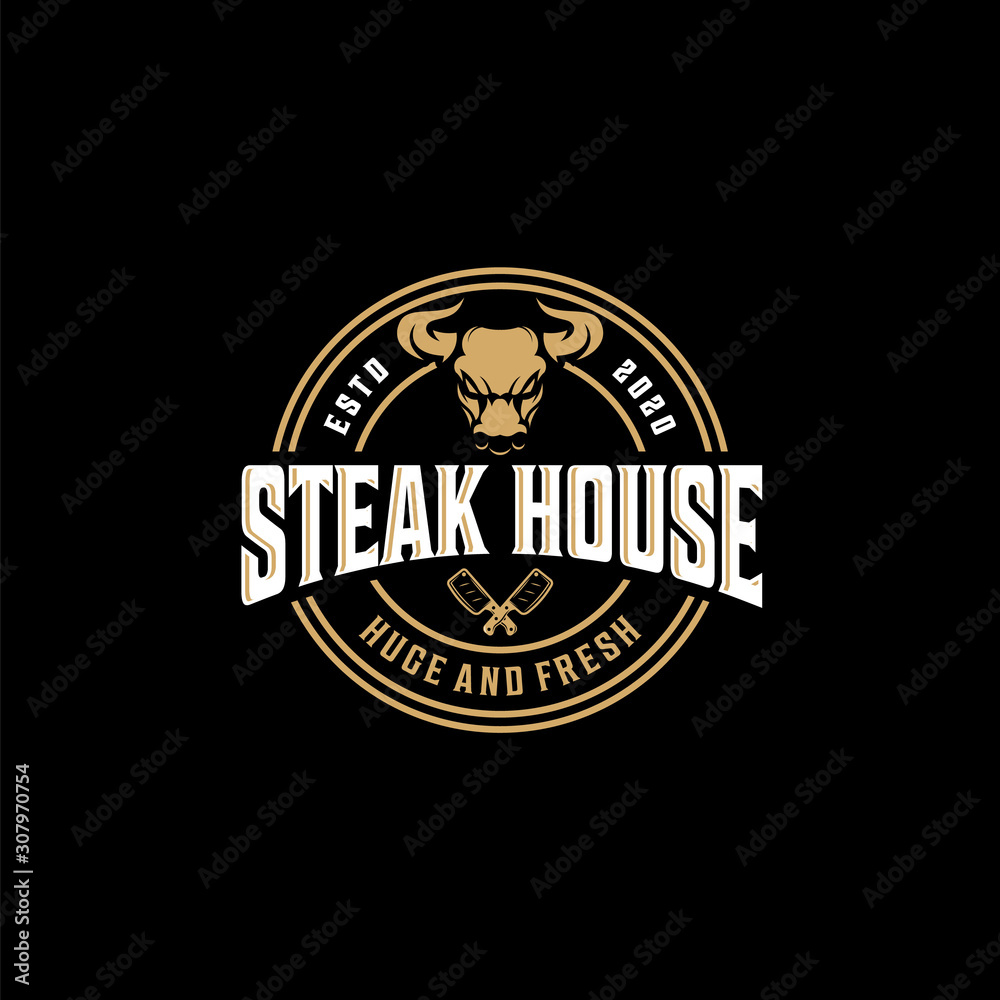 Fototapeta premium Steak house vintage logo design inspiration