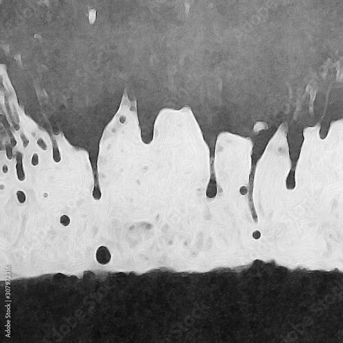 Black and white Droop Drip Paint Abstract 6