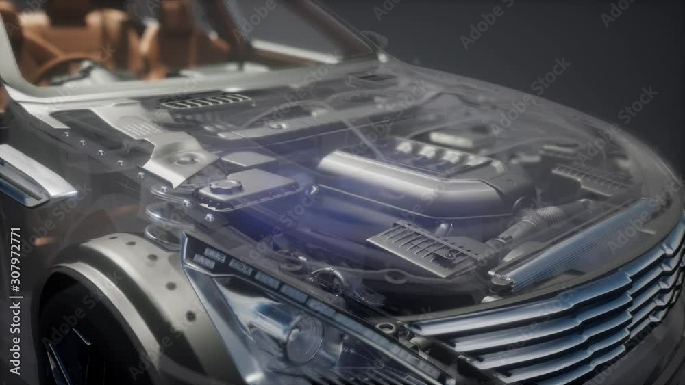 engine and other parts visible in car engine and other parts visible in car