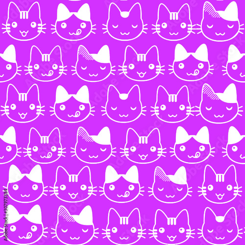 Group of cats in pink and white