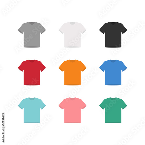 Flat t-shirt mock up set, shirt design illustration, front view - Vector