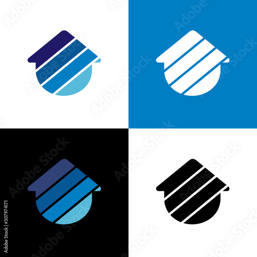 Abstract house logo icon design template elements, home symbol with blue gradient color - Vector