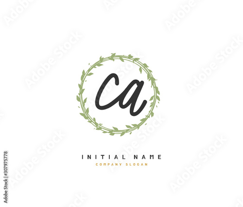 C A CA Beauty vector initial logo, handwriting logo of initial signature, wedding, fashion, jewerly, boutique, floral and botanical with creative template for any company or business.