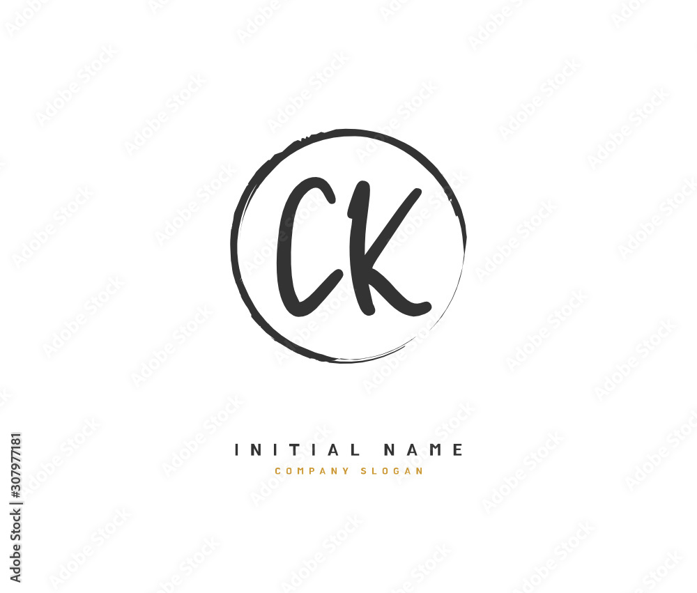 C K CK Beauty vector initial logo, handwriting logo of initial signature, wedding, fashion, jewerly, boutique, floral and botanical with creative template for any company or business.