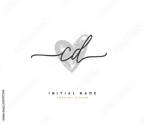 C D CD Beauty vector initial logo, handwriting logo of initial signature, wedding, fashion, jewerly, boutique, floral and botanical with creative template for any company or business.