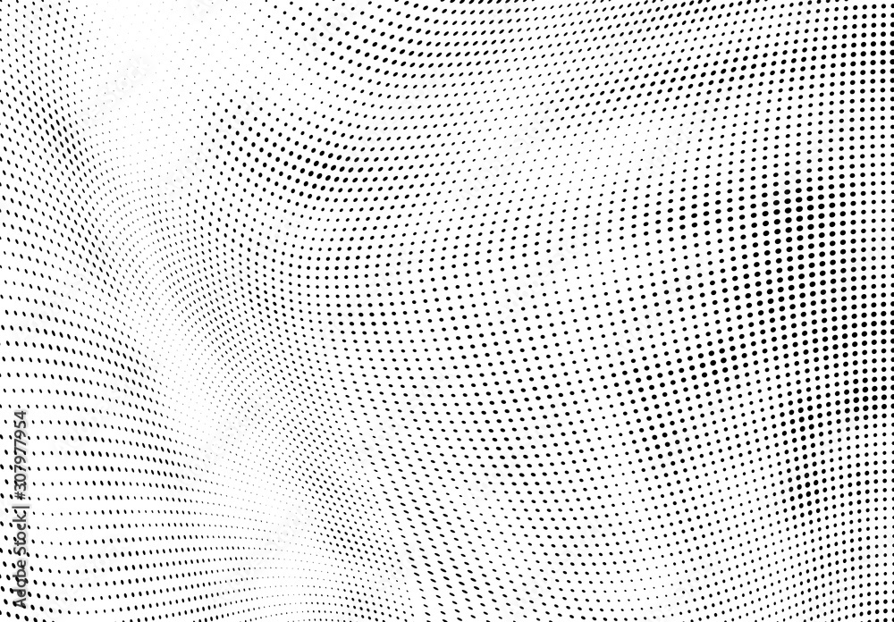 Abstract halftone texture. Chaotic waves of dots. Black and white background Abstract halftone texture. Chaotic waves of dots. Black and white background