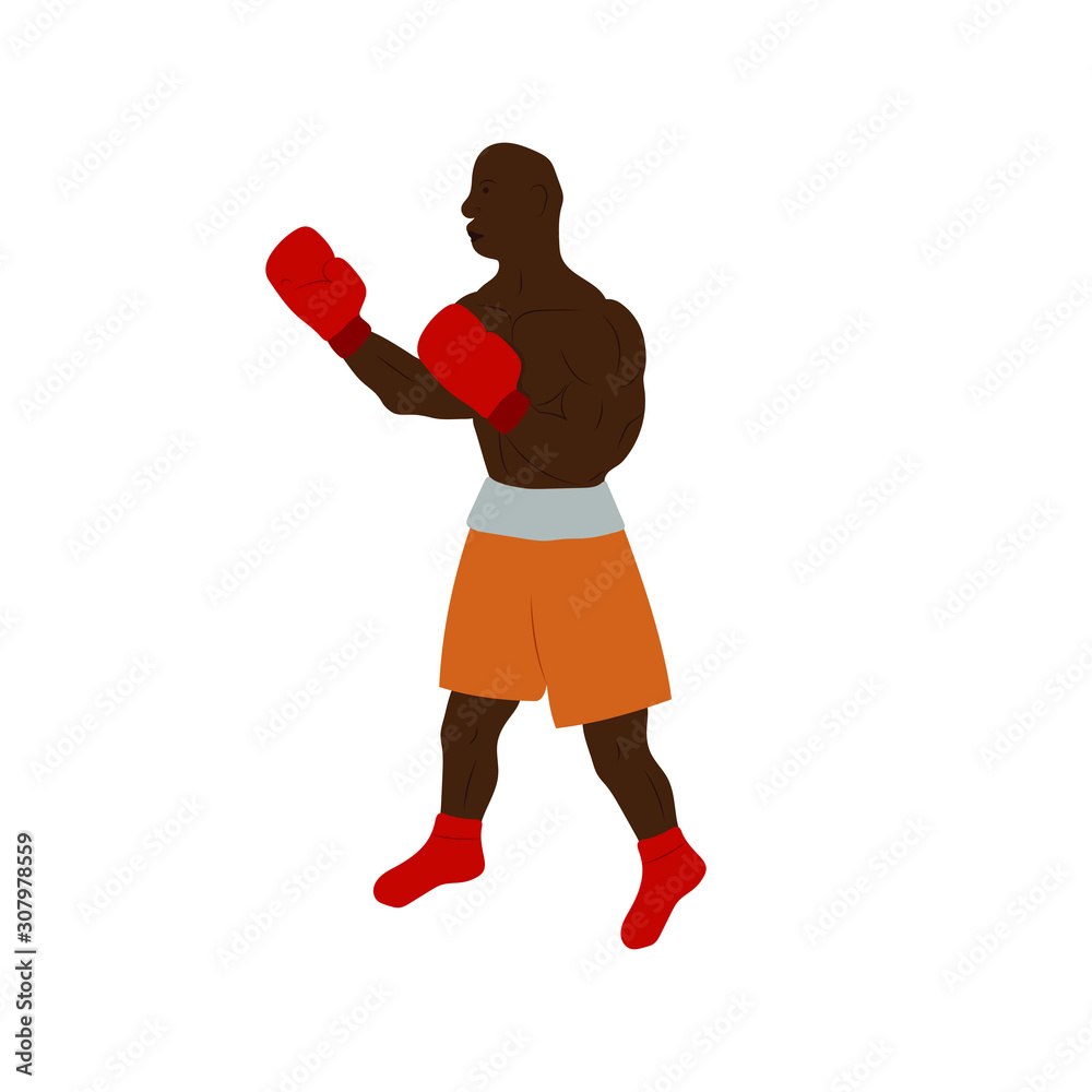 Boxer. Vector illustration. Fighter. Flat style. Boxer. Vector illustration. Fighter. Flat style.