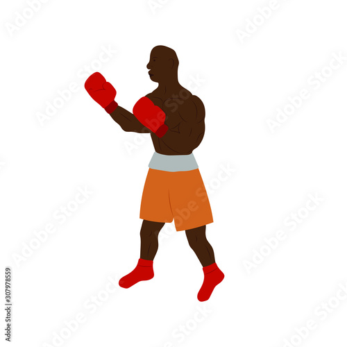 Boxer. Vector illustration. Fighter. Flat style.