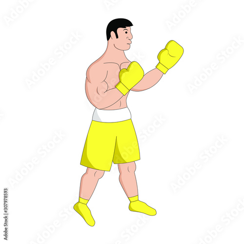 Boxer. Vector illustration. Fighter. Flat style.
