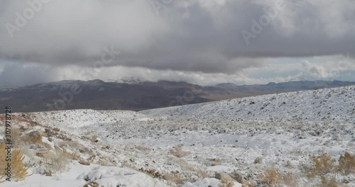 Haiwee Creek Canyon with sideways blowing snow. photo