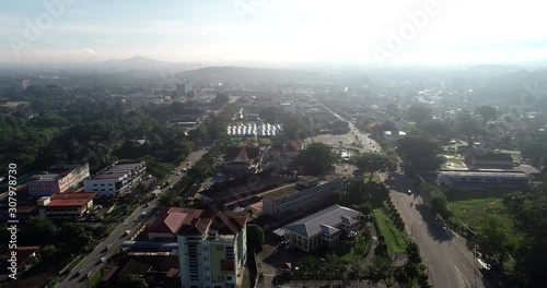 Aerial 4k view town of Kulim, Kedah, Malaysia. The Kulim District is a district and town in the state of Kedah, Malaysia. It is located on the southeast of Kedah, bordering Penang. photo