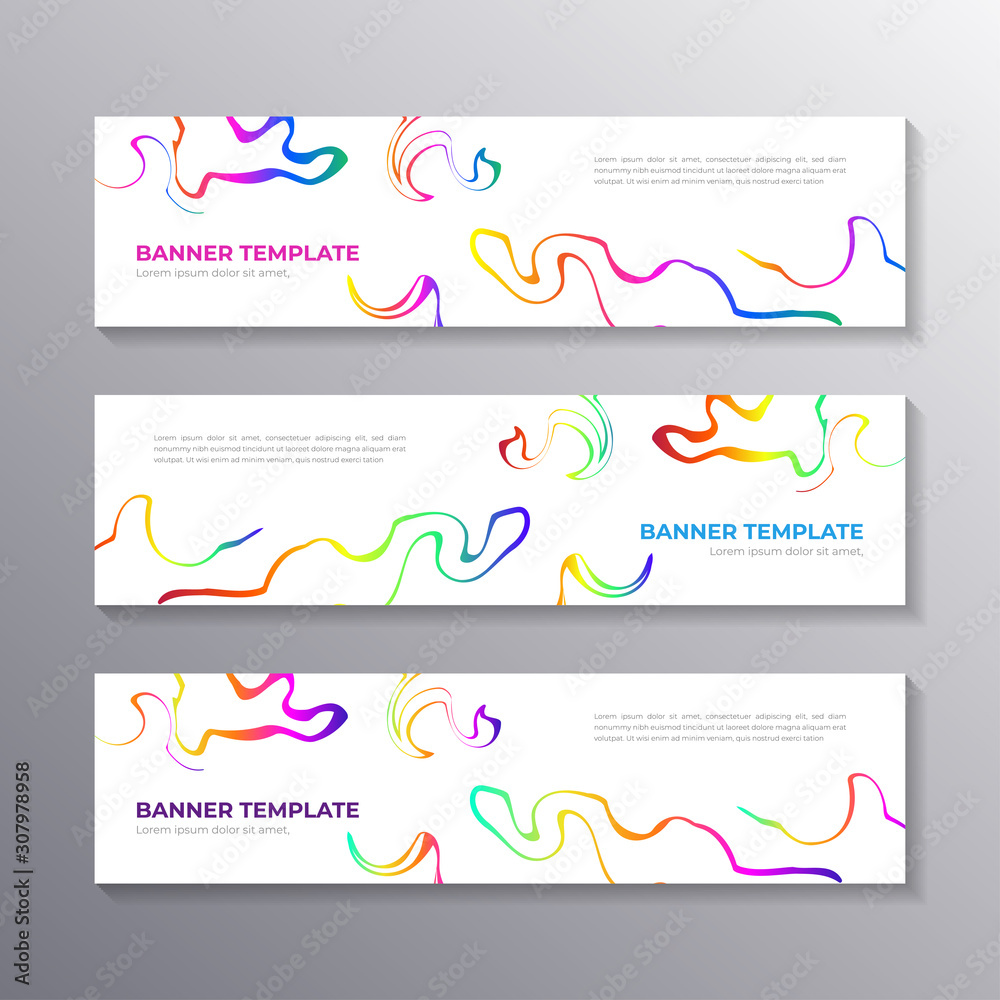 Fototapeta premium Modern banner template with abstract liquid gradient marble background, Corporate web header, footer
