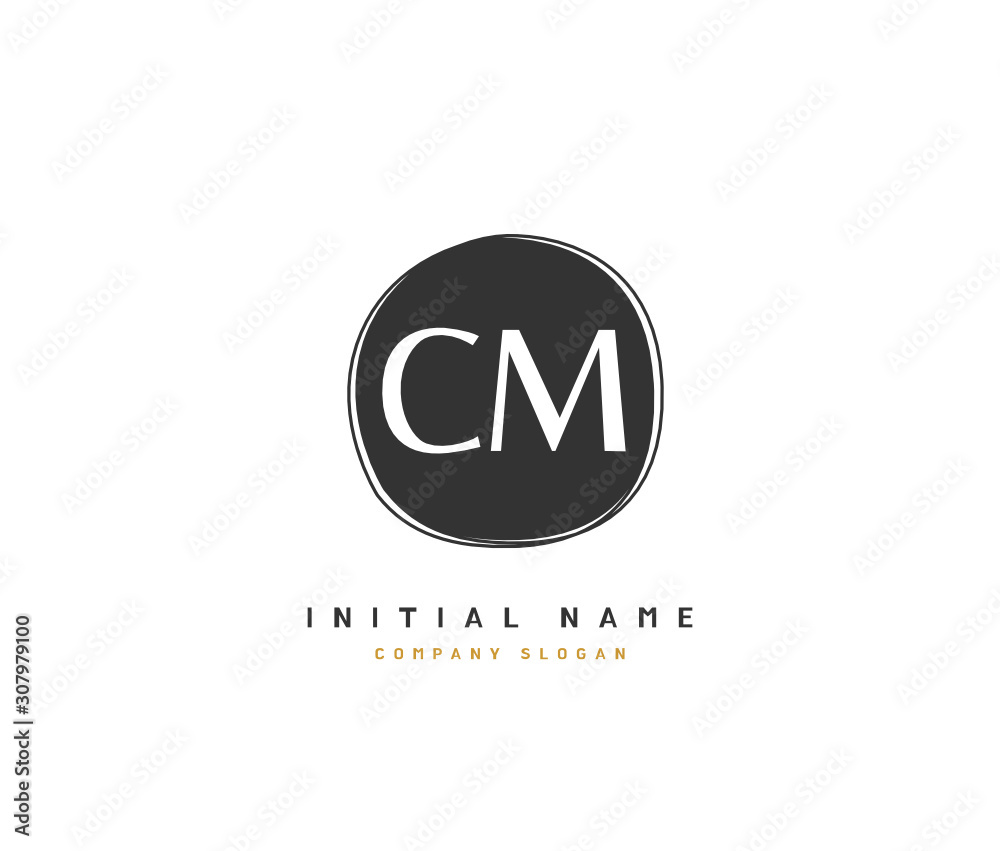 C M CM Beauty vector initial logo, handwriting logo of initial signature, wedding, fashion, jewerly, boutique, floral and botanical with creative template for any company or business.