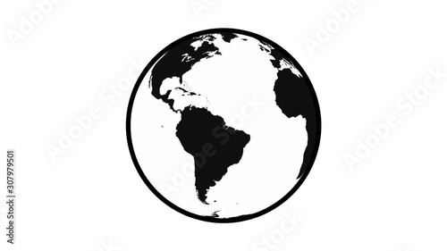 Minimal world globe in black and white