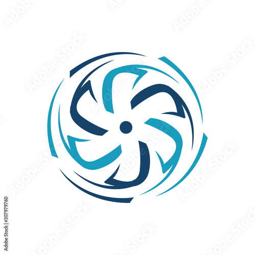 new abstract water wind turbine logo design vector illustrations