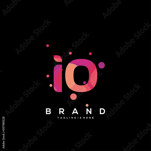 Initial letter IO logo with colorful, letter combination logo design for creative industry, web, business and company. - Vector