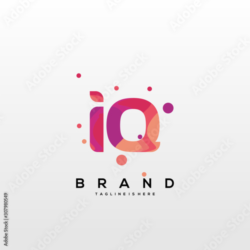 Initial letter IQ logo with colorful, letter combination logo design for creative industry, web, business and company. - Vector