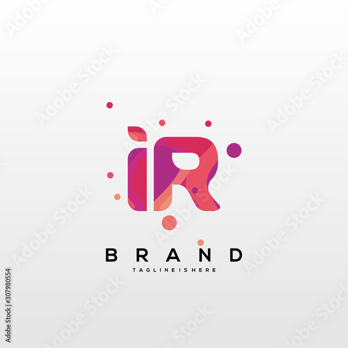 Initial letter IR logo with colorful, letter combination logo design for creative industry, web, business and company. - Vector