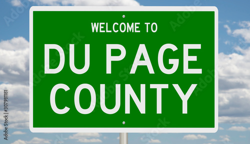 Rendering of a 3d green highway sign for Du Page County photo