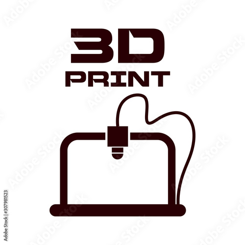 Cogwheel 3d printing solid icon. 3d printing mechanics vector illustration isolated on white