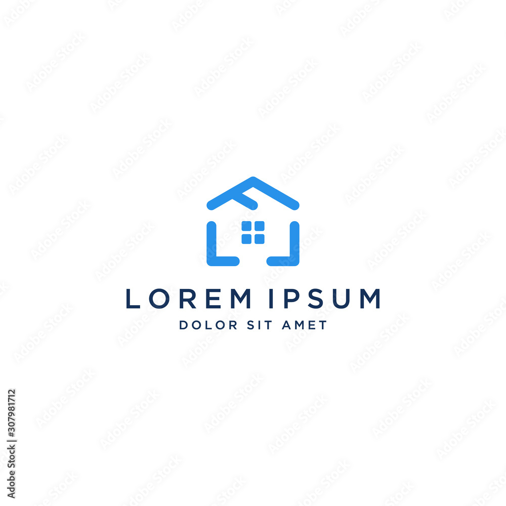 housing design logo or monogram or initials letter F with house housing design logo or monogram or initials letter F with house