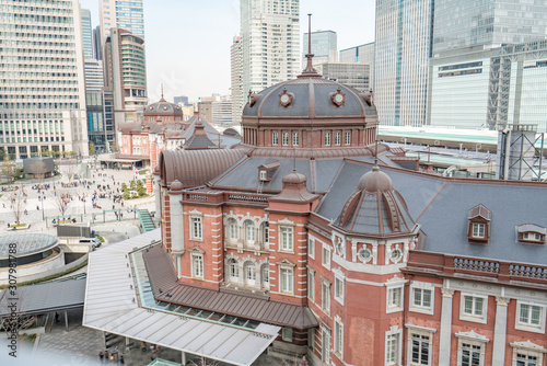 TOKYO, JAPAN - March 25 2019: Tokyo Station in Tokyo, Japan. Open in 1914, a major a railway station near the Imperial Palace grounds and Ginza commercial district
