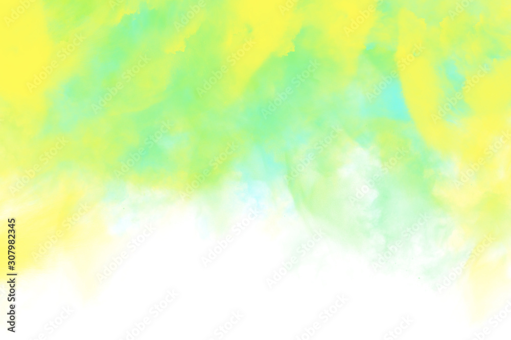 Abstract image of color powder in yellow and green shades, digital illustration