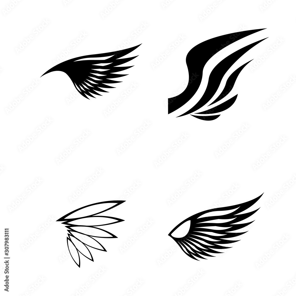 wings logo design and ilustration template. wings logo design and ilustration template.