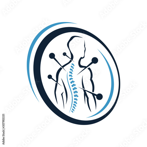 Acupuncture logo design vector. Alternative therapy sign, Chinese medicine and wellness icon concept illustration
