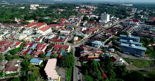 Aerial 4k view town of Kulim, Kedah, Malaysia. The Kulim District is a district and town in the state of Kedah, Malaysia. It is located on the southeast of Kedah, bordering Penang. photo