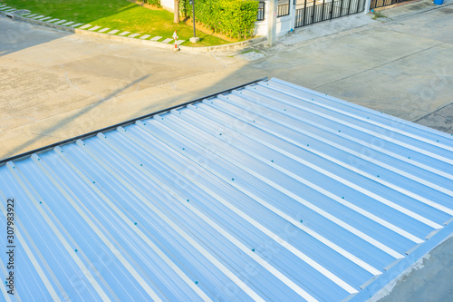 Metal sheet roof  Corrugated metal texture surface