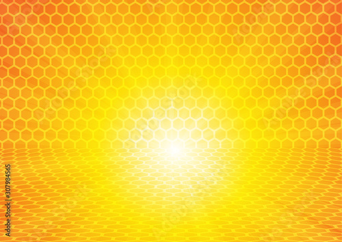 Vector : Abstract pentagons on yellow background
