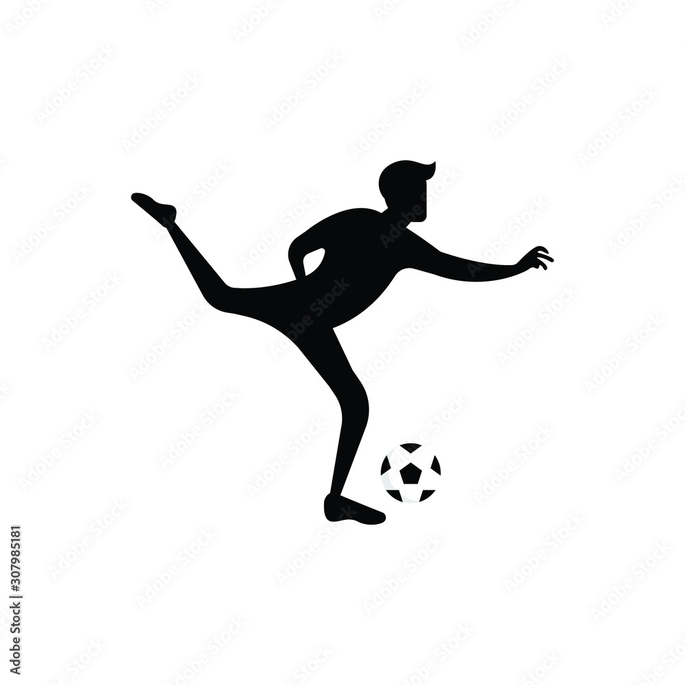 Soccer or football player. soccer vector illustration of a silhouette soccer or football player isolated on white background. Soccer flat design illustration for web, mobile, logo, icon, and graphic.