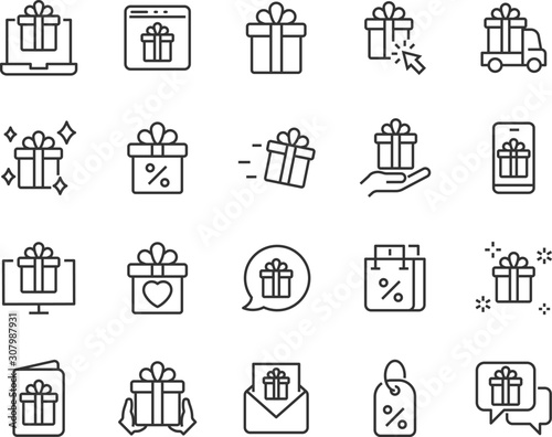 set of gift icons, birthday gift, present, gift box