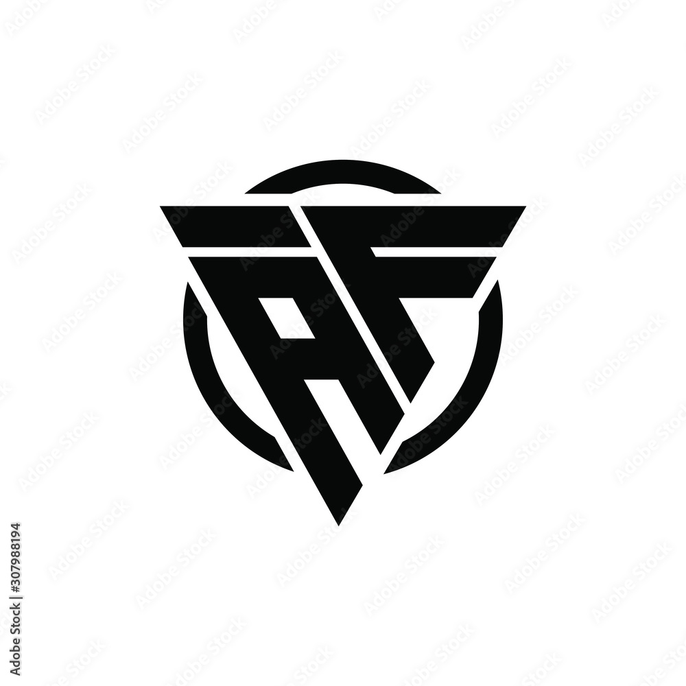 AF FA Triangle Logo Circle Monogram Design Vector Super Hero Concept AF FA Triangle Logo Circle Monogram Design Vector Super Hero Concept