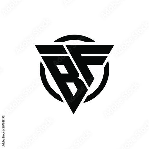 BF FB Triangle Logo Circle Monogram Design Vector Super Hero Concept