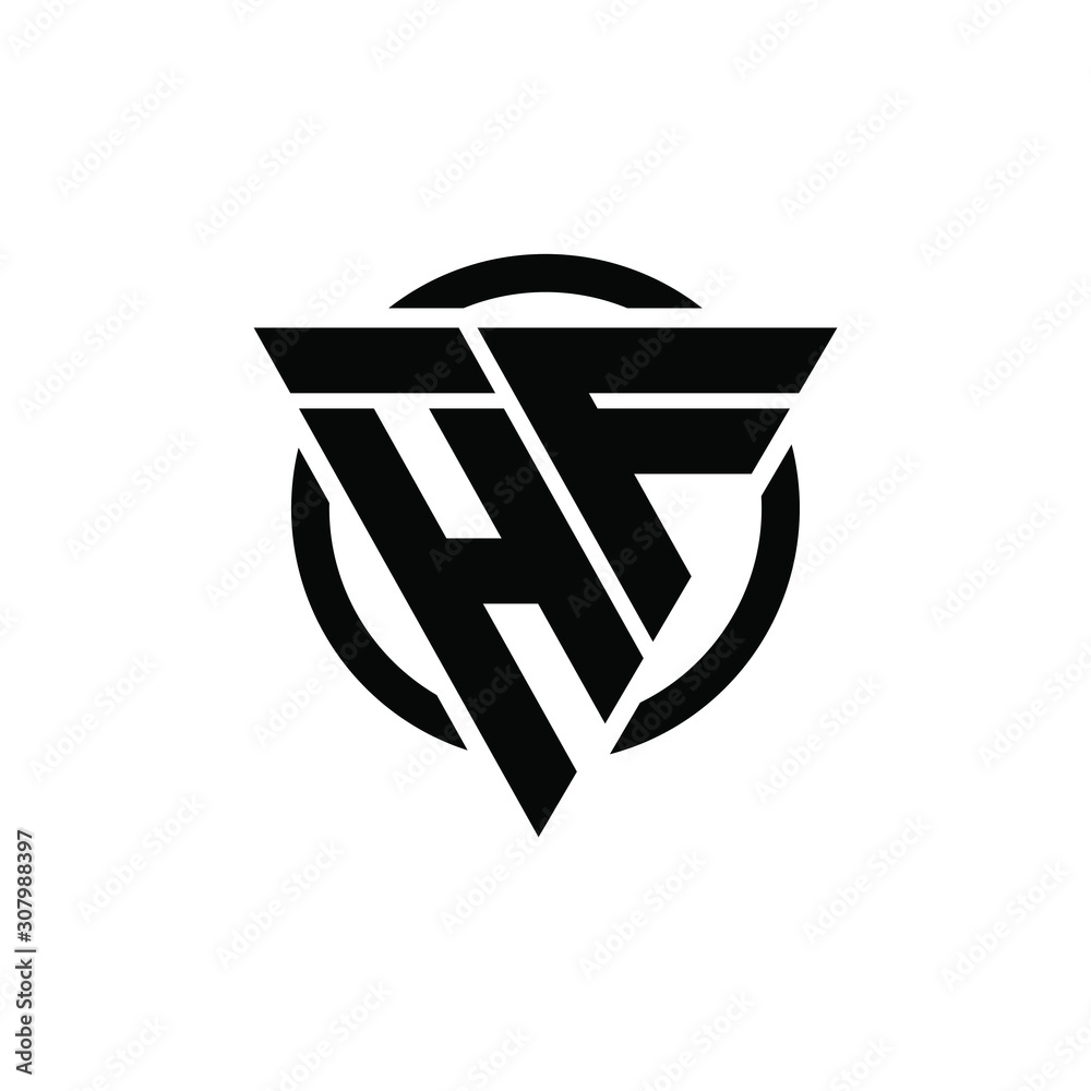 HF FH Triangle Logo Circle Monogram Design Vector Super Hero Concept HF FH Triangle Logo Circle Monogram Design Vector Super Hero Concept