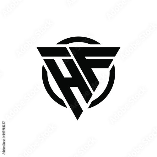 HF FH Triangle Logo Circle Monogram Design Vector Super Hero Concept