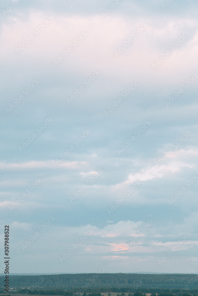 Obraz premium Screensaver and background for design. Morning panorama of the sky with the Church.