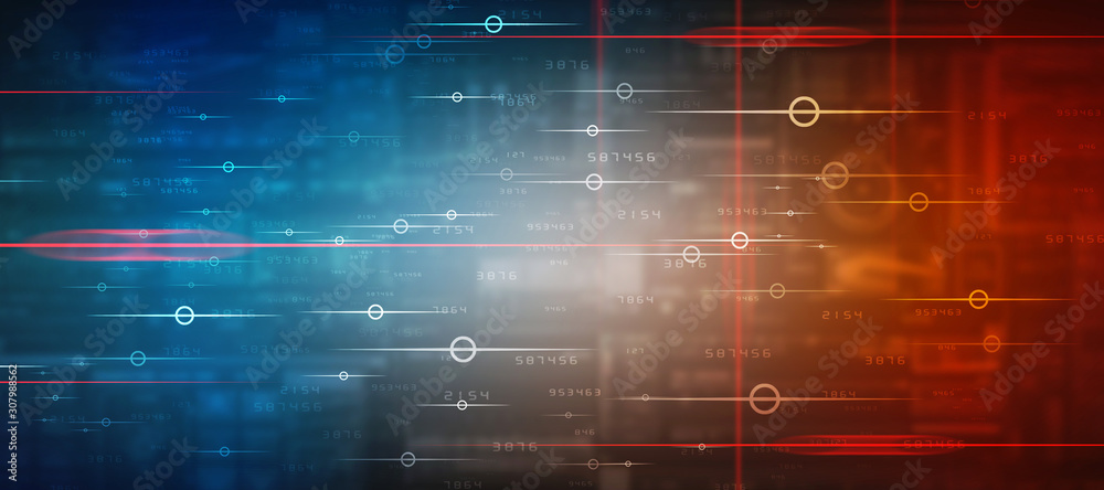 Fototapeta premium 2d illustration Abstract futuristic electronic circuit technology background