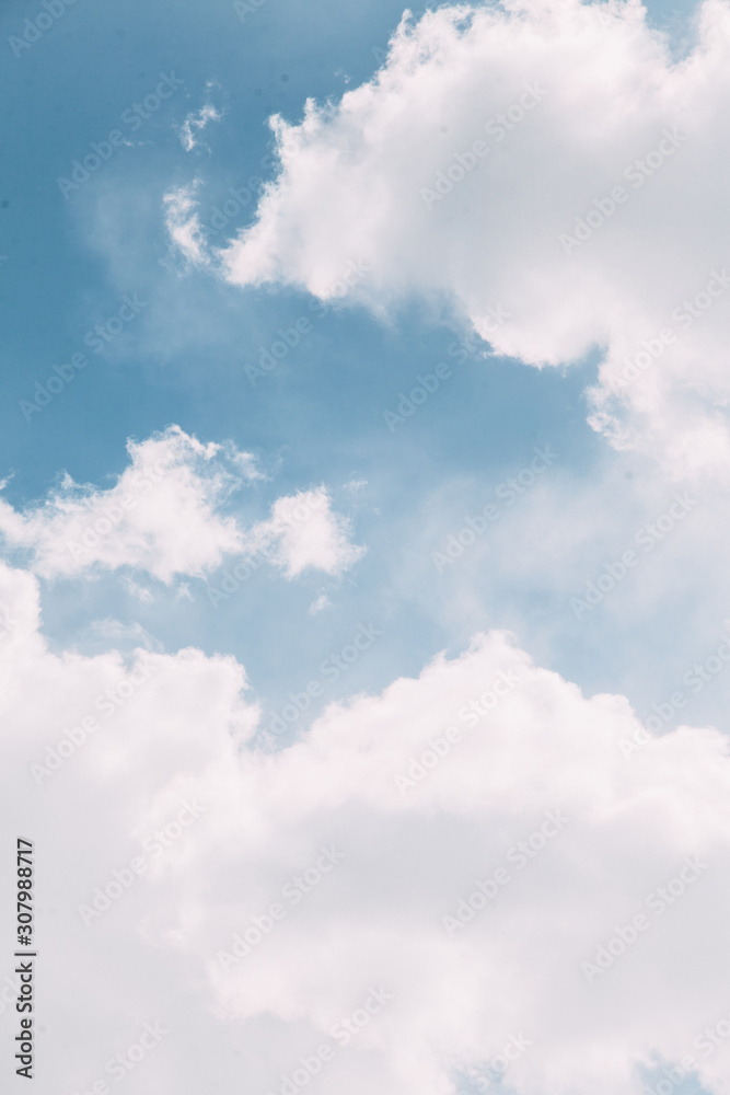 Fototapeta premium Screensaver and background for design. Gentle blue clouds at dawn.