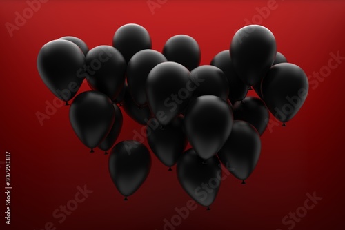 Realistic Celebrate Balloon Birthday Flying On Studio Background