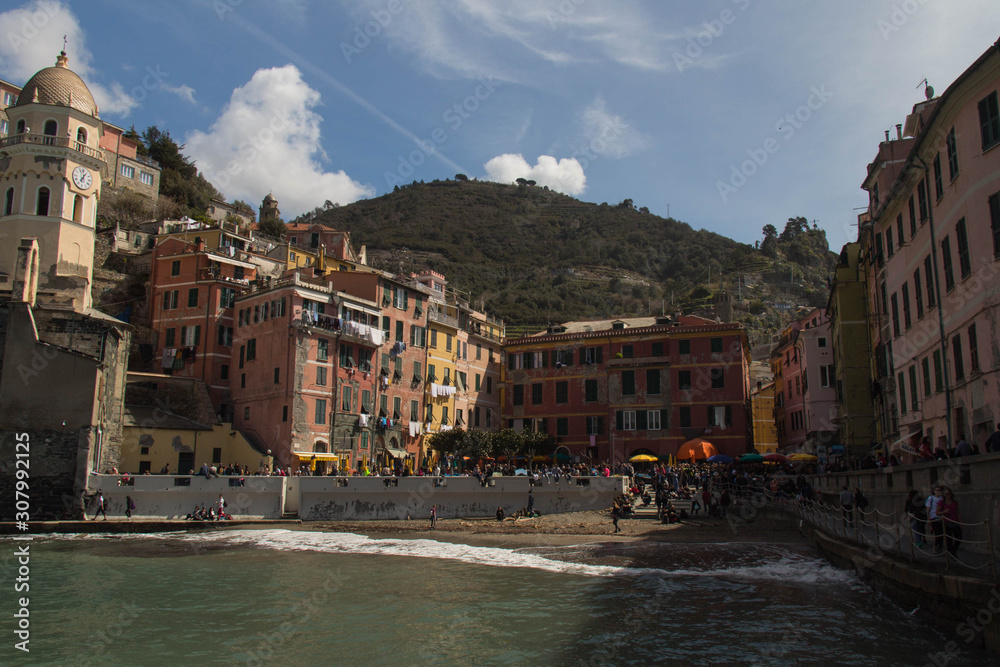 Dock in Vernazza, National Park of Cinque Terre, Liguria, Italy.