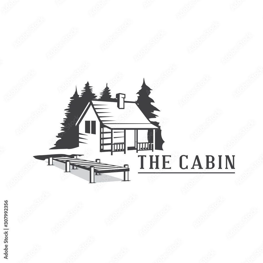 Cabin Wood Logo, Cabin Resort Logo Stock Vector | Adobe Stock