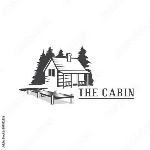 Cabin Wood Logo, Cabin Resort Logo