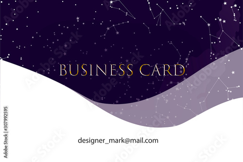 Business card, template in a fabulous or scientific style. Business card about astronomy,