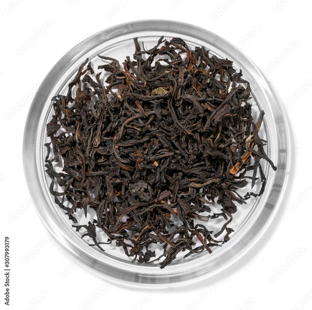 Black tea top view on white background Black tea top view on white background