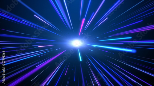 Sweet Color Abstract Blue Purple Glowing Light Beam With Lens Flare Glare Light