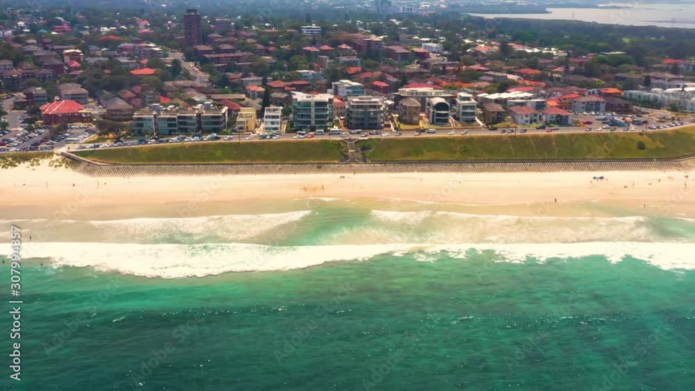 Aerial view of North Cronulla Beach in Sydney’s south, Australia on a sunny day 